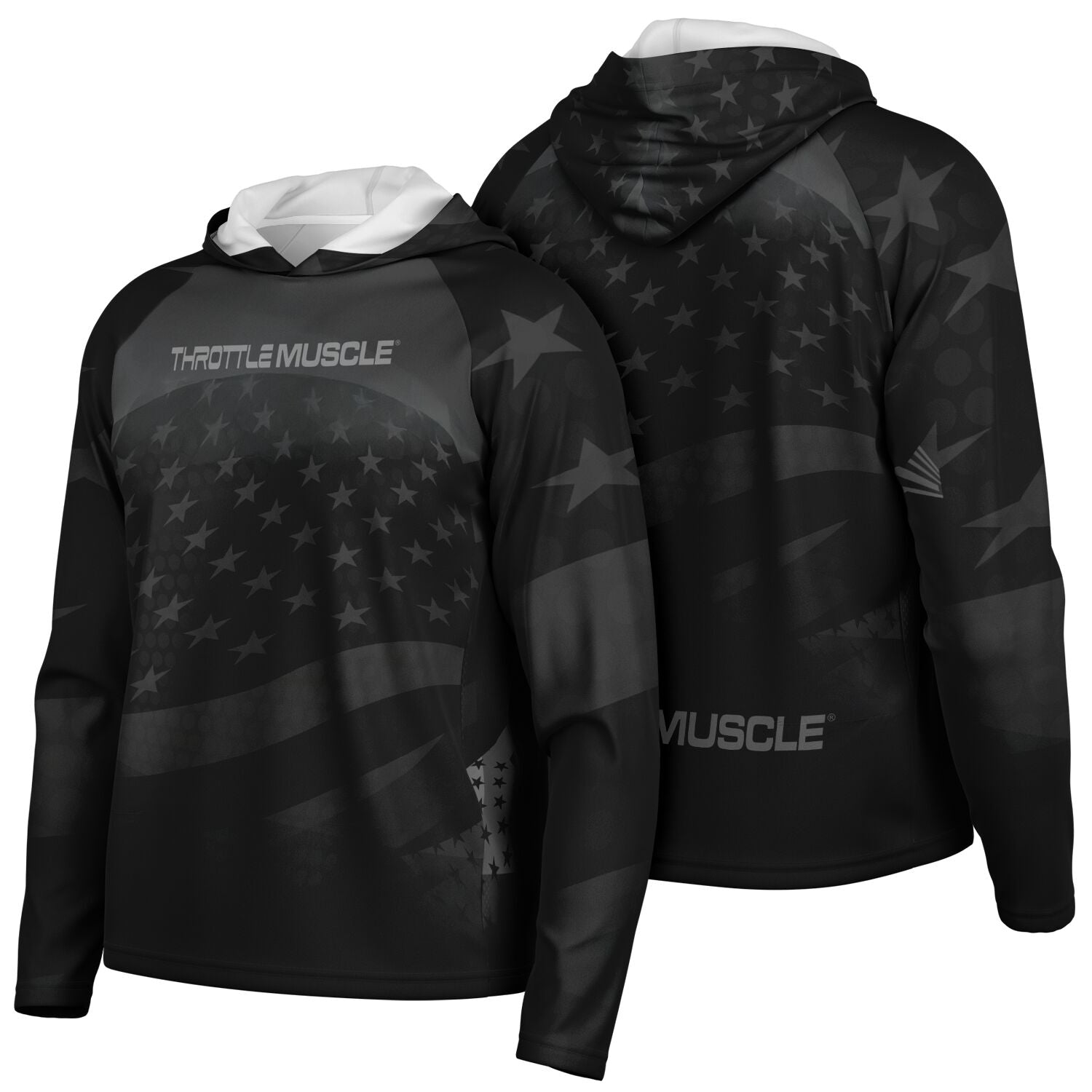 Throttle Muscle Men's Grunge Flag Performance Shirt Hoodie