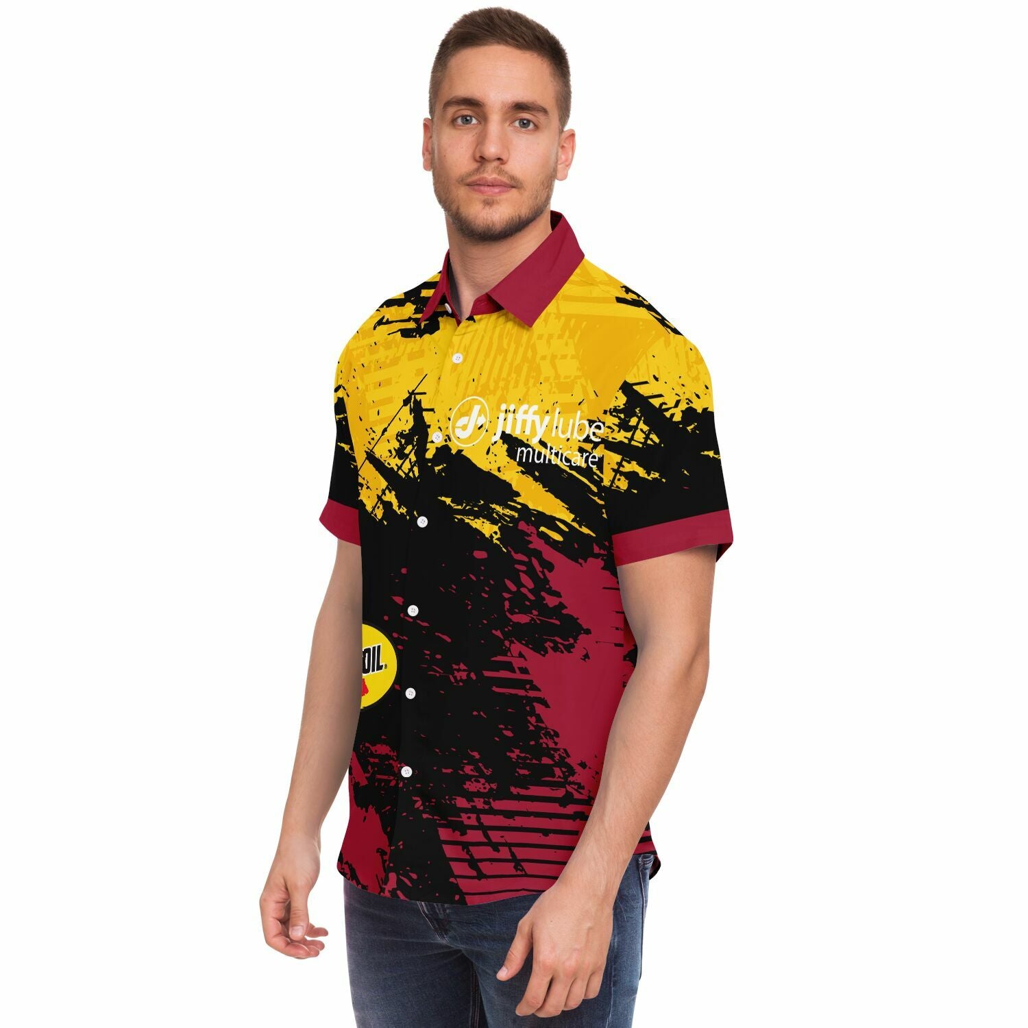 Jiffy Lube Pennzoil Collab Men's Button Up Short Sleeve Shirt