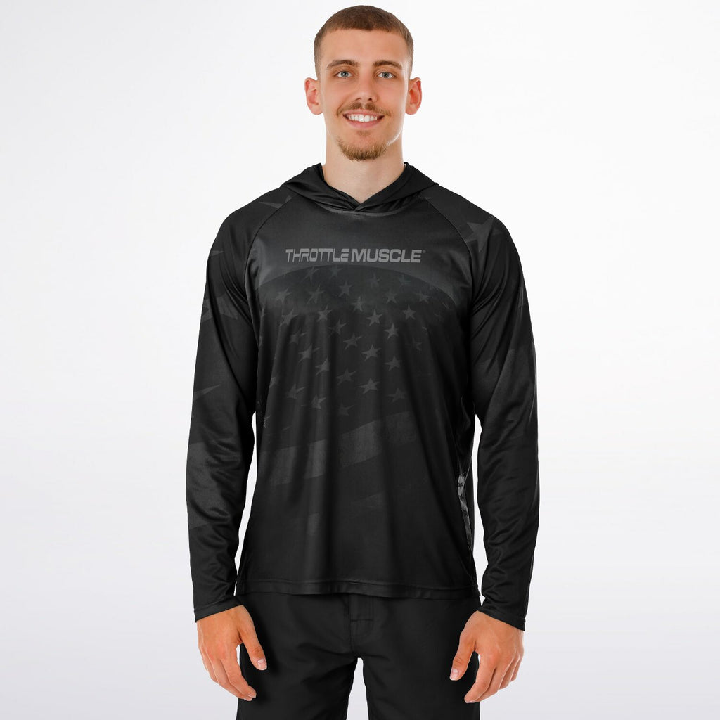 Throttle Muscle Men's Grunge Flag Performance Shirt Hoodie