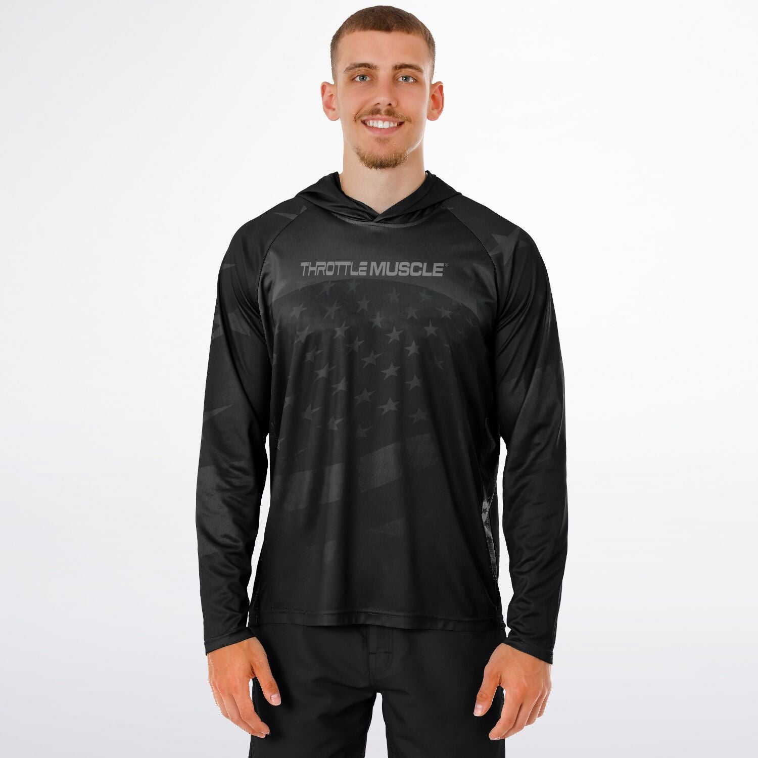 Throttle Muscle Men's Grunge Flag Performance Shirt Hoodie