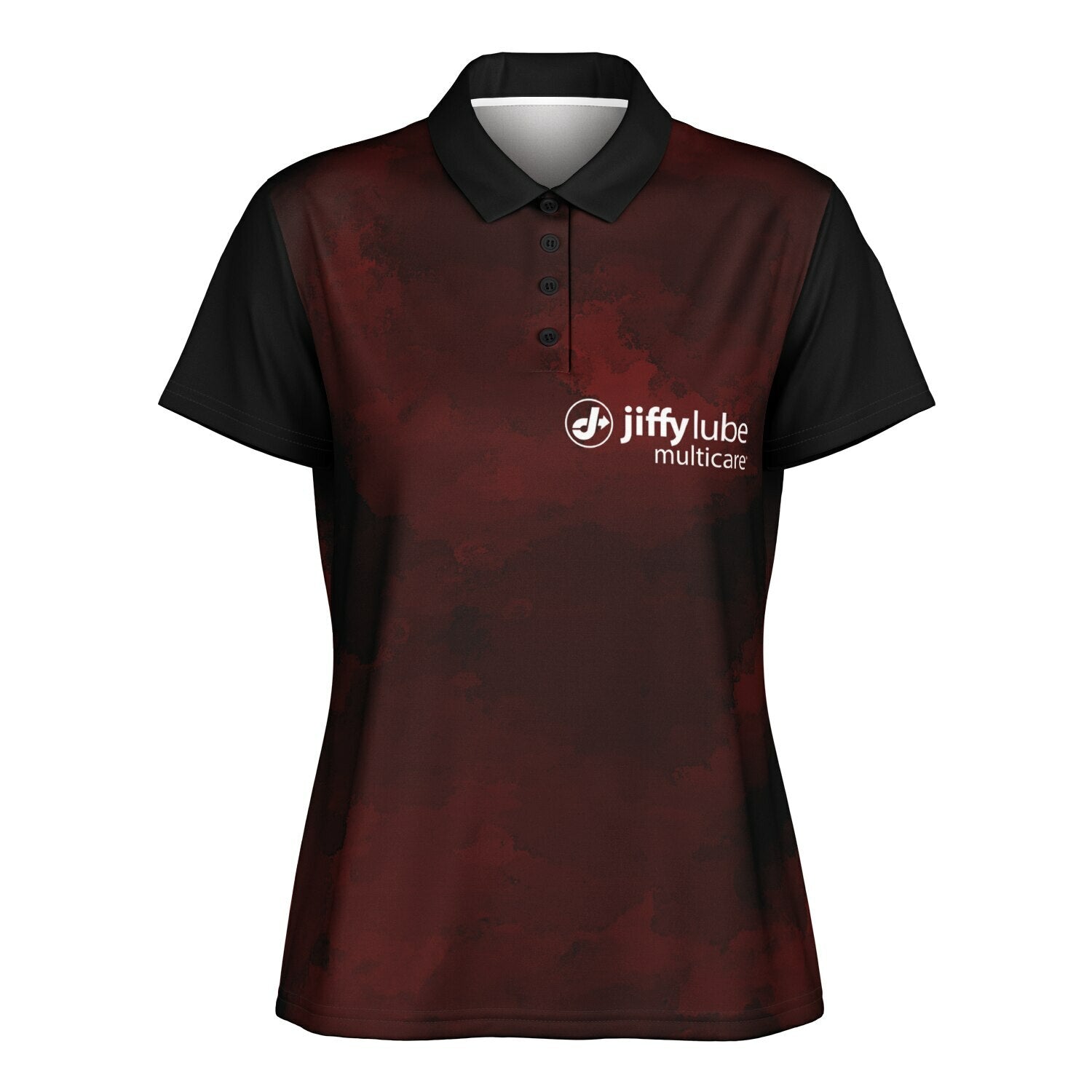 Jiffy Lube Black and Maroon Women's Polo Shirt Design 2