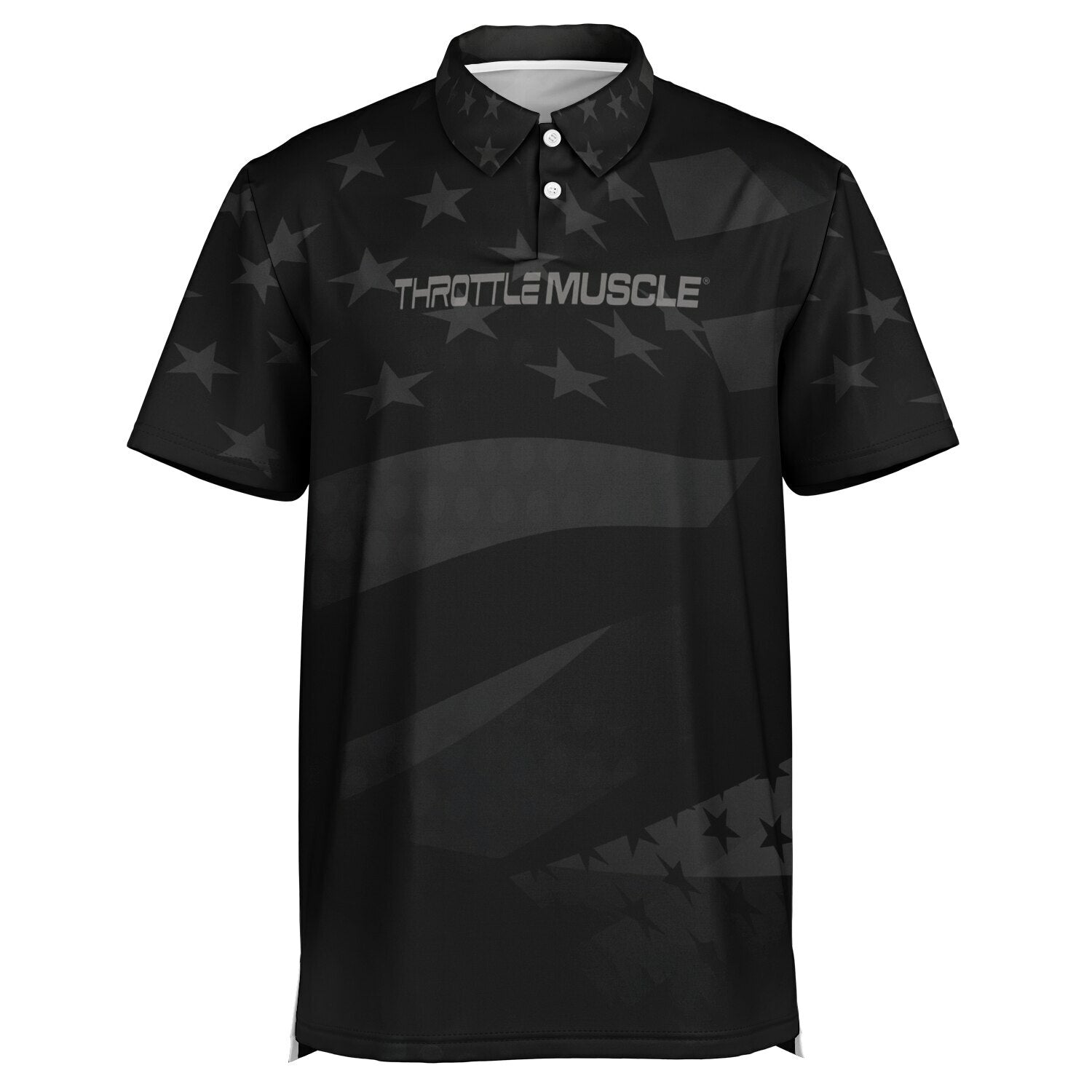 Throttle Muscle Men's Grunge Flag Polo Shirt