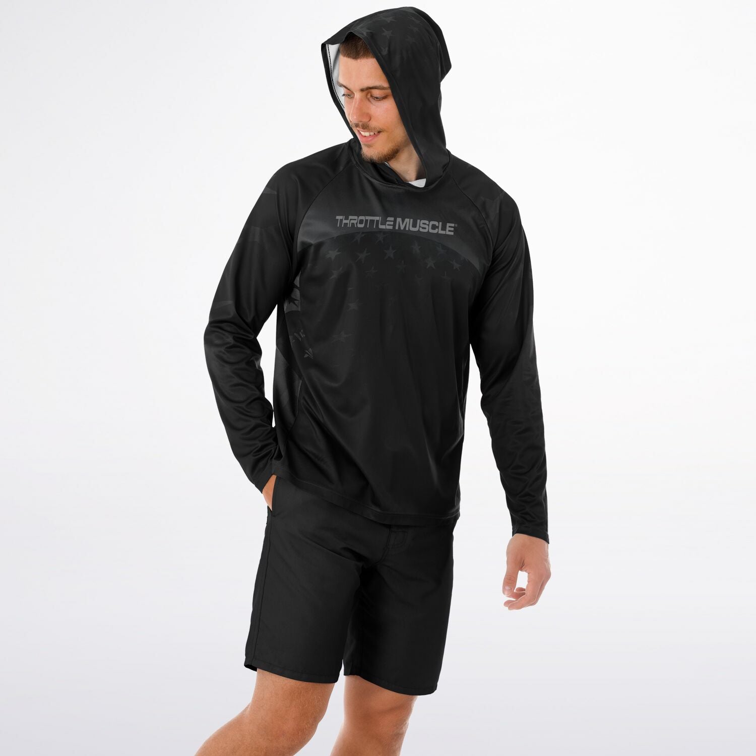 Throttle Muscle Men's Grunge Flag Performance Shirt Hoodie