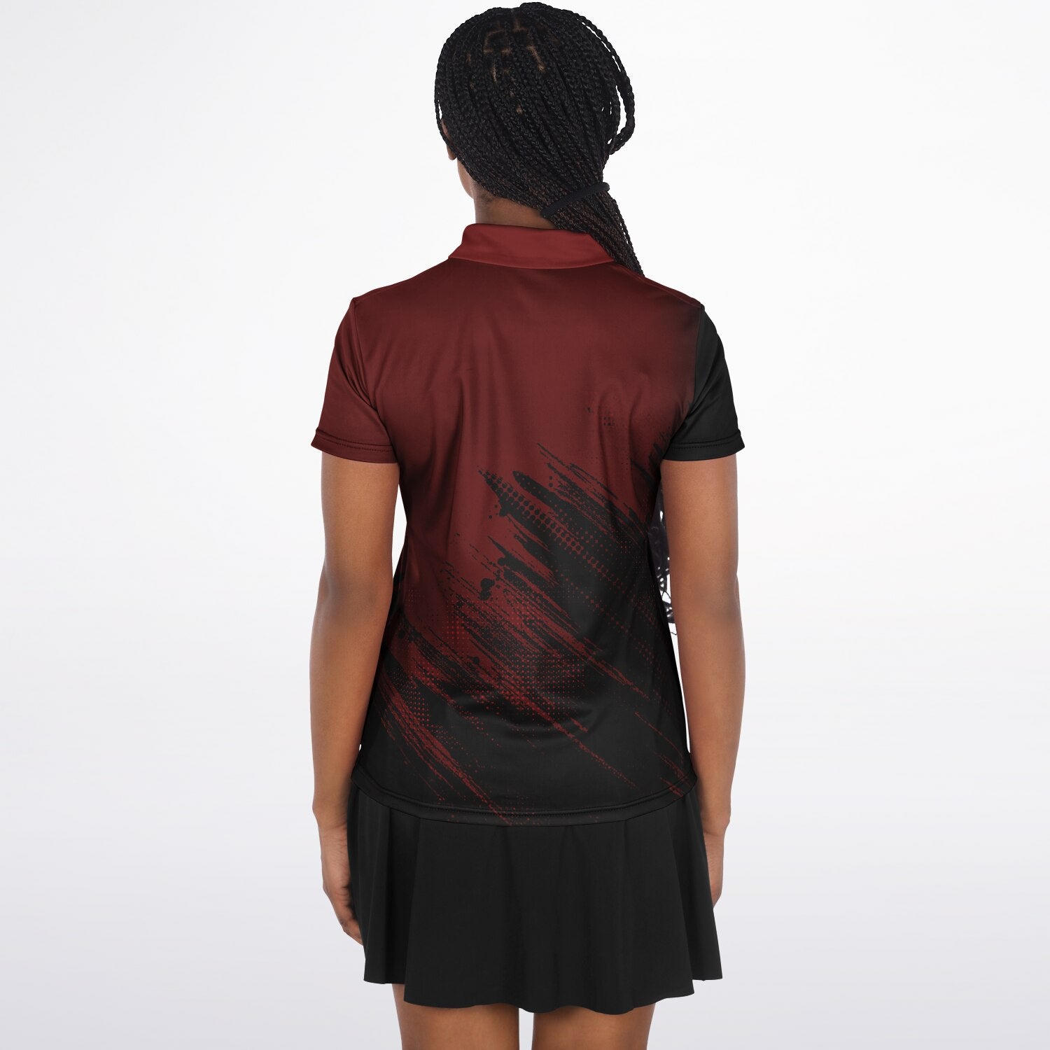 Jiffy Lube Black and Maroon Women's Polo Shirt Design 1