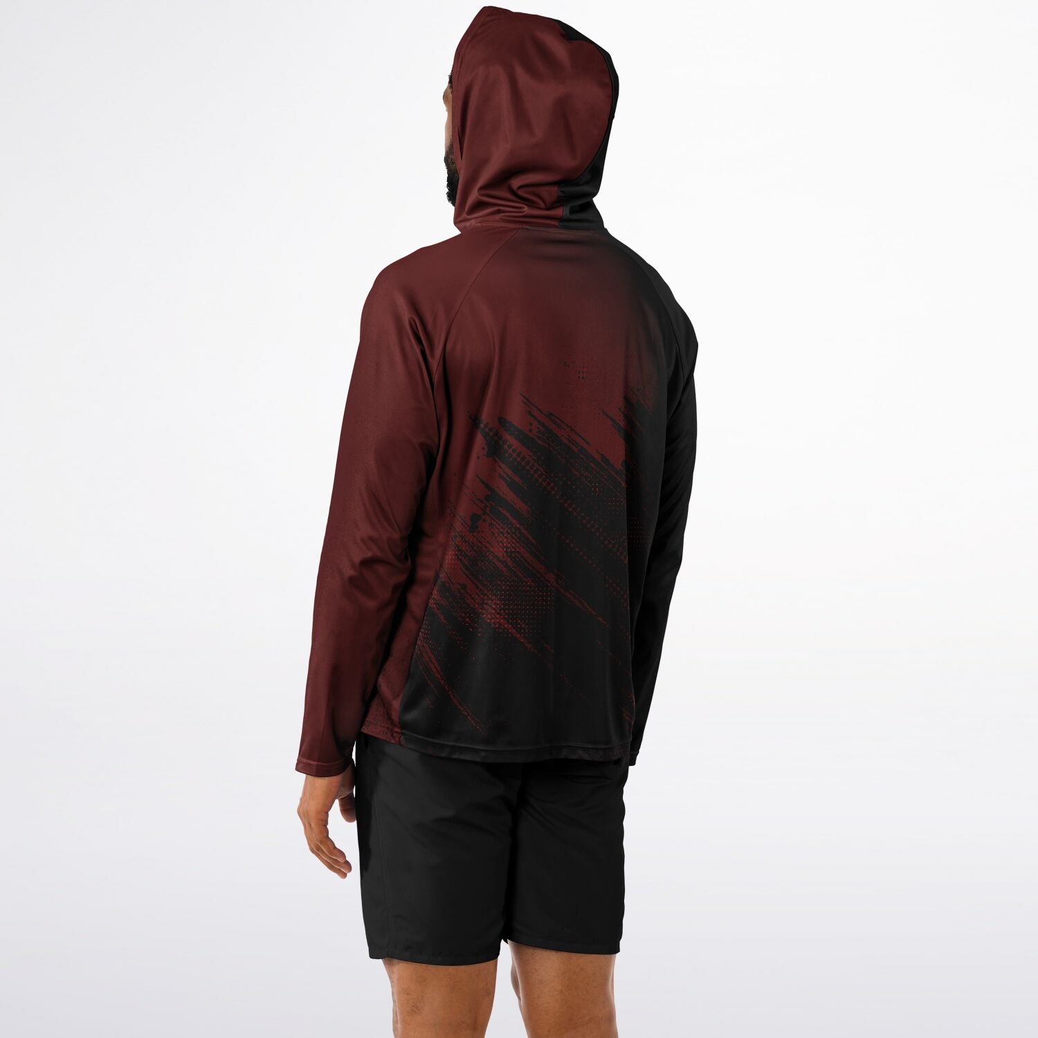 Jiffy Lube Black and Maroon Men's Long Sleeve Hooded Performance Shirt