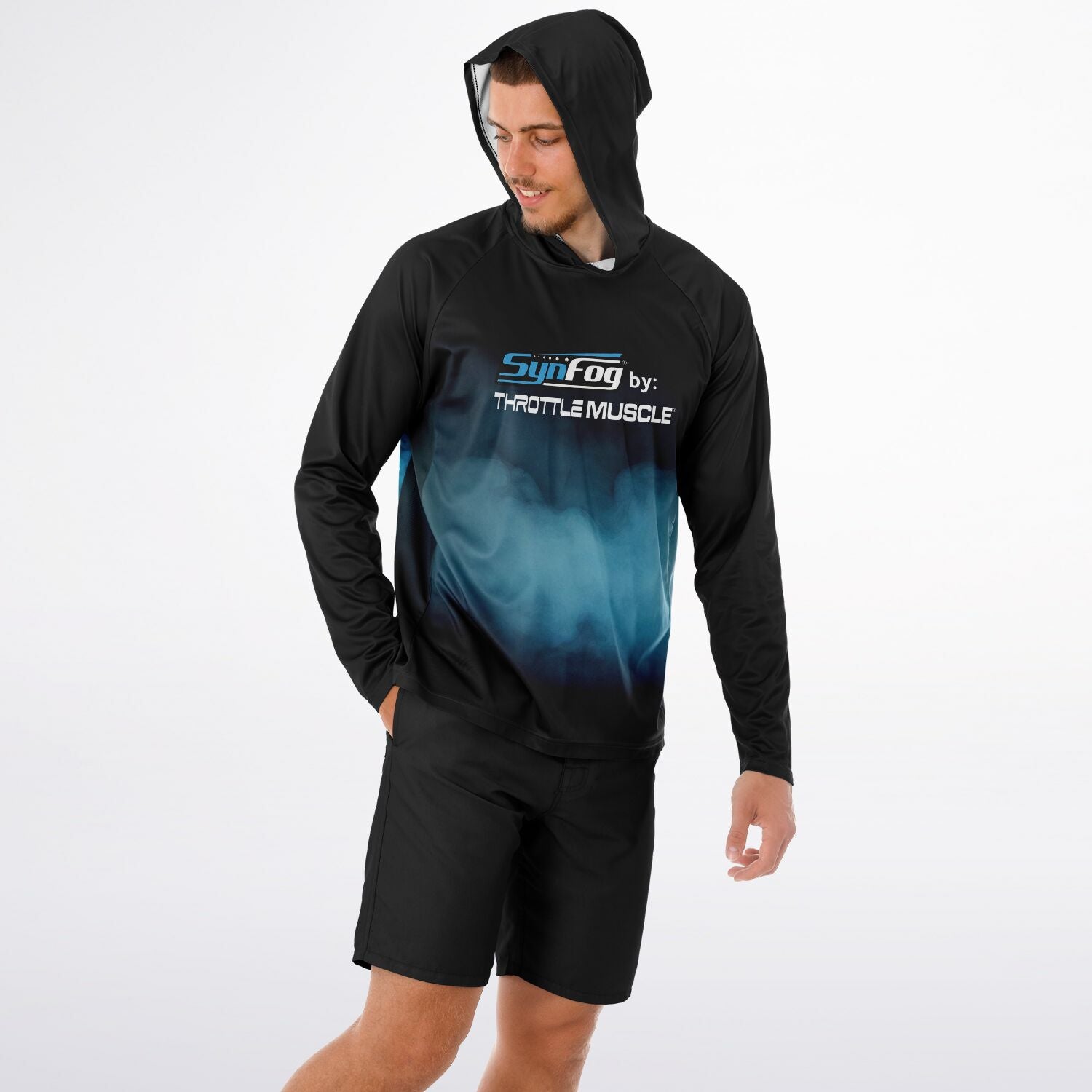 SynFog by Throttle Muscle Men's Long Sleeve Hooded Performance Shirt