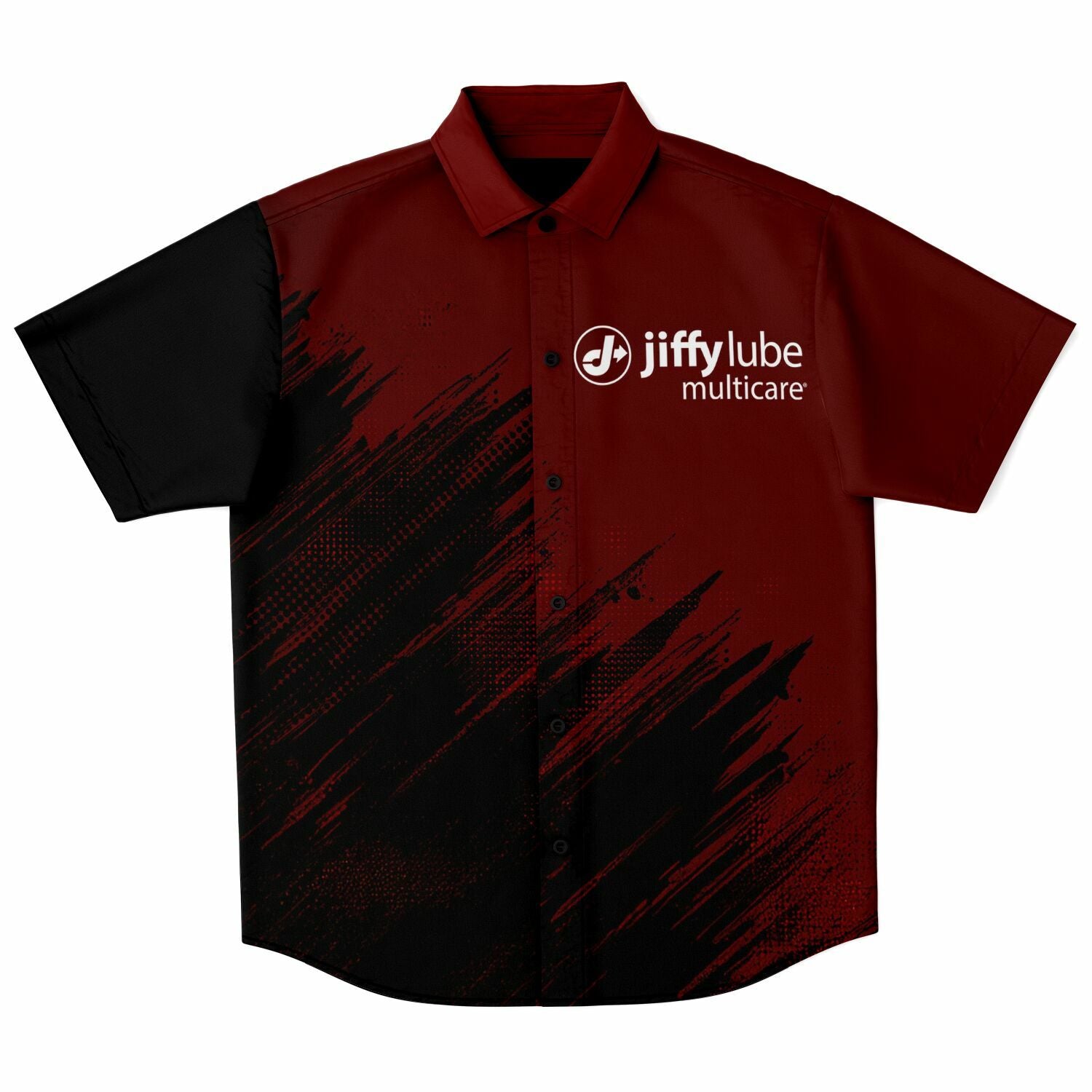 Jiffy Lube MultiCare Men's Black and Maroon Button Down Shirt
