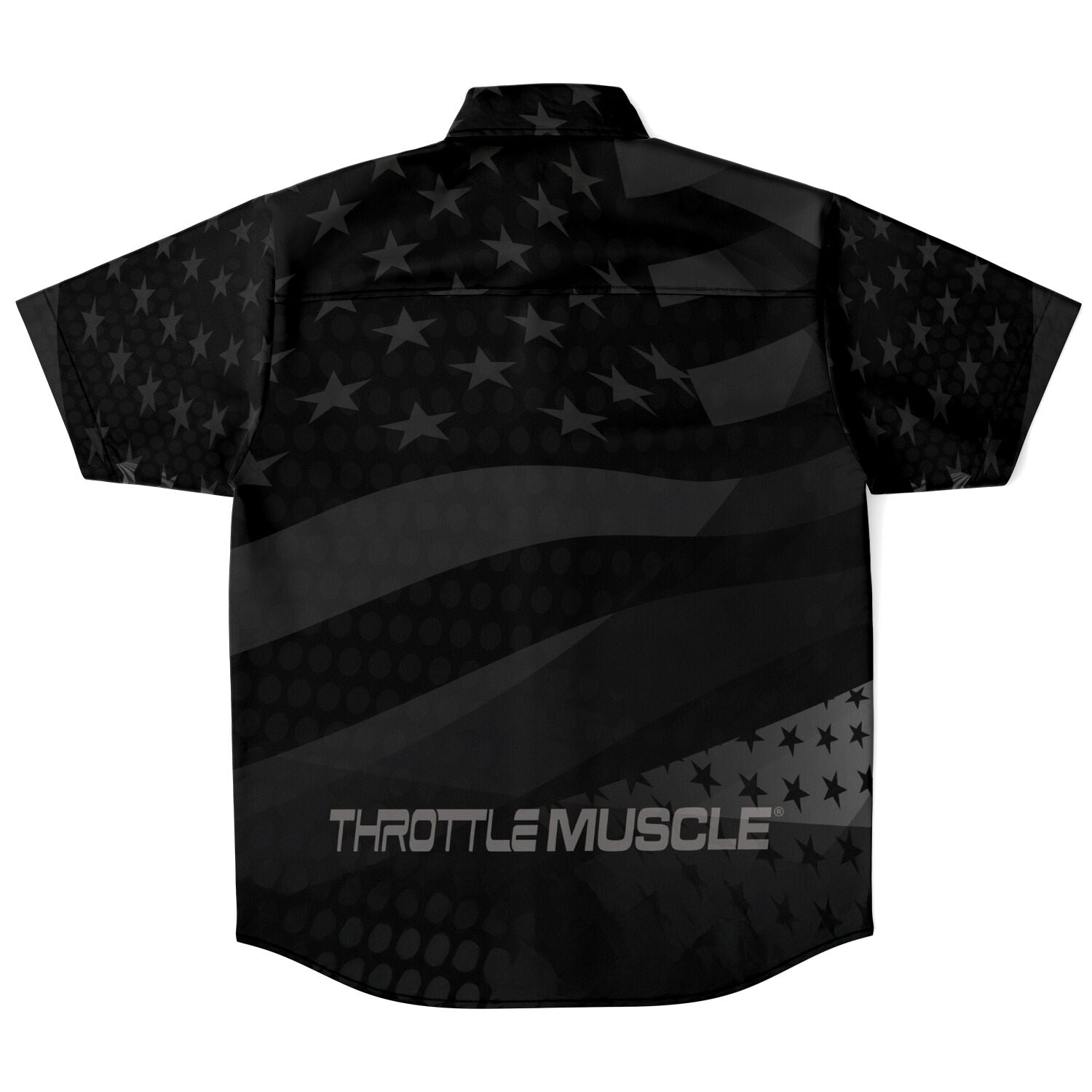 Throttle Muscle Grunge Flag Button Up Short Sleeve Shirt