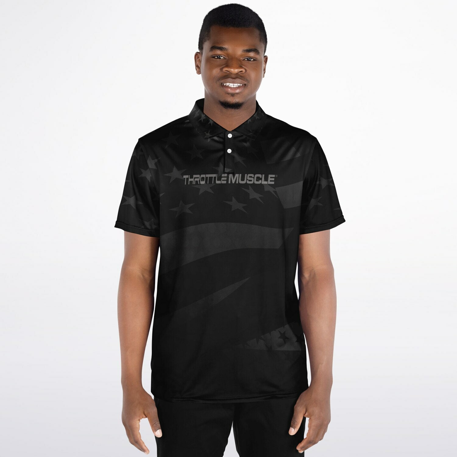 Throttle Muscle Men's Grunge Flag Polo Shirt