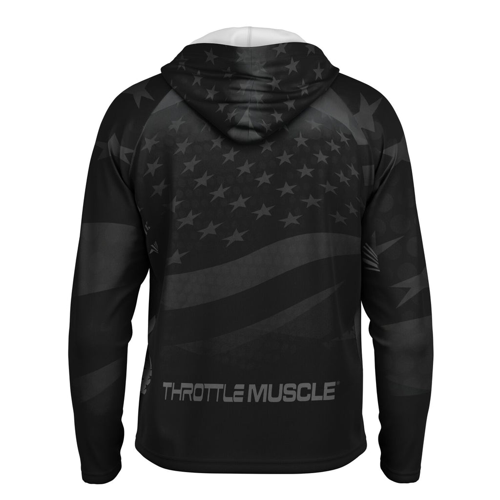 Throttle Muscle Men's Grunge Flag Performance Shirt Hoodie