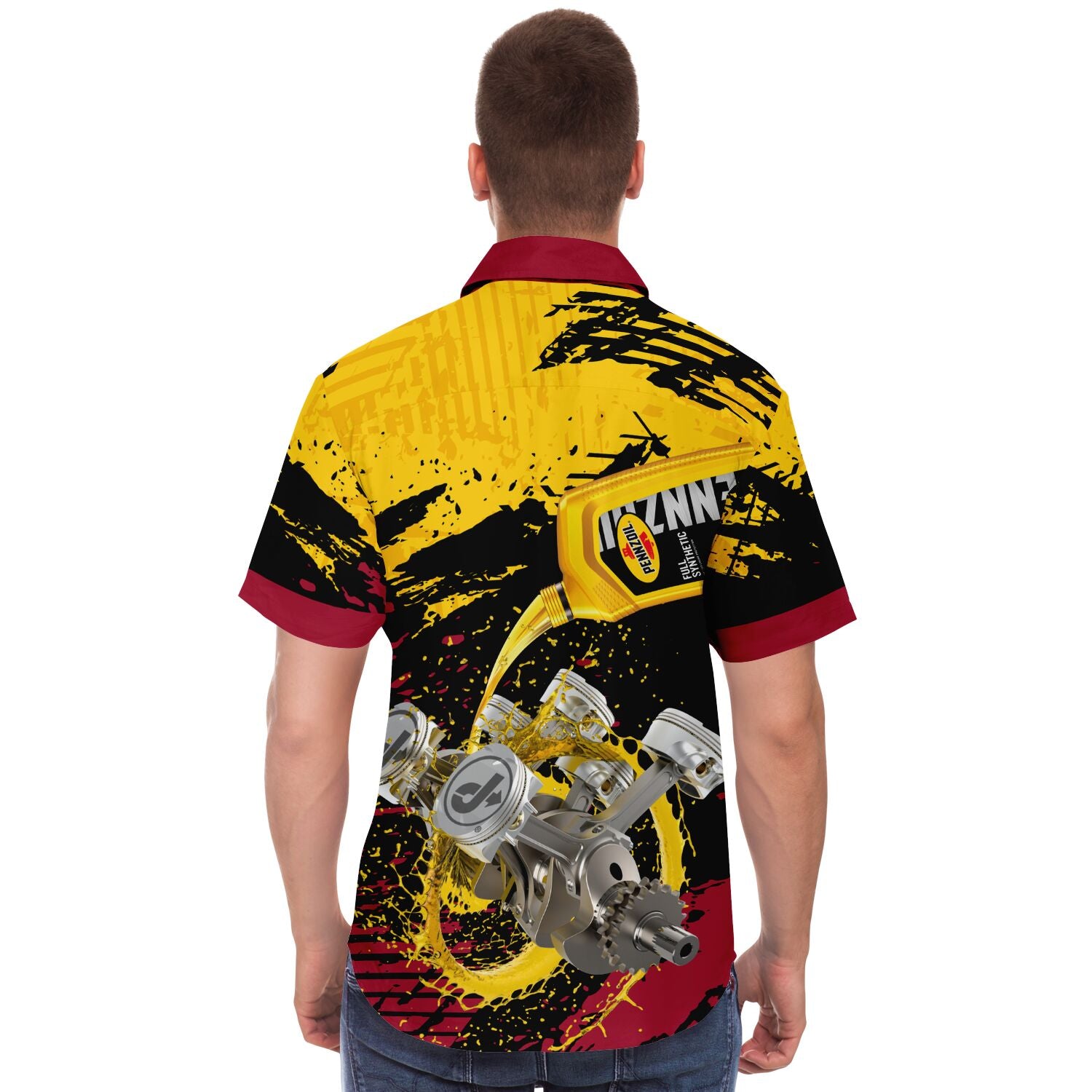 Jiffy Lube Pennzoil Collab Men's Button Up Short Sleeve Shirt