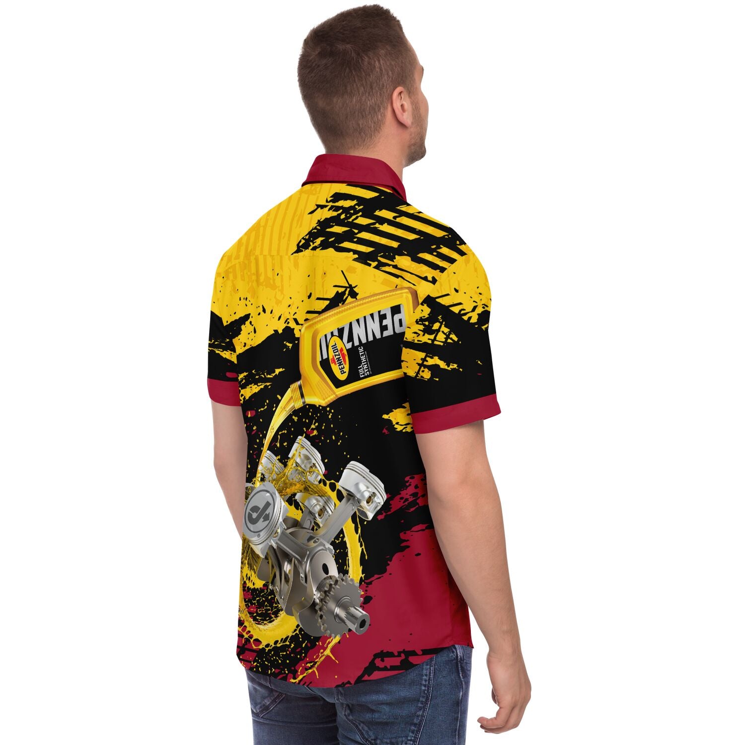 Jiffy Lube Pennzoil Collab Men's Button Up Short Sleeve Shirt
