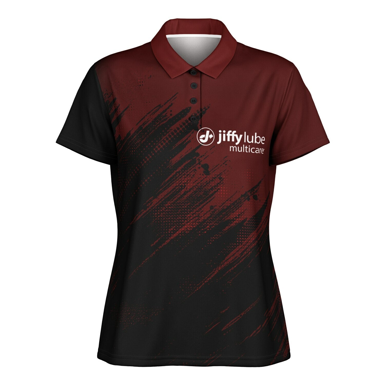 Jiffy Lube Black and Maroon Women's Polo Shirt Design 1