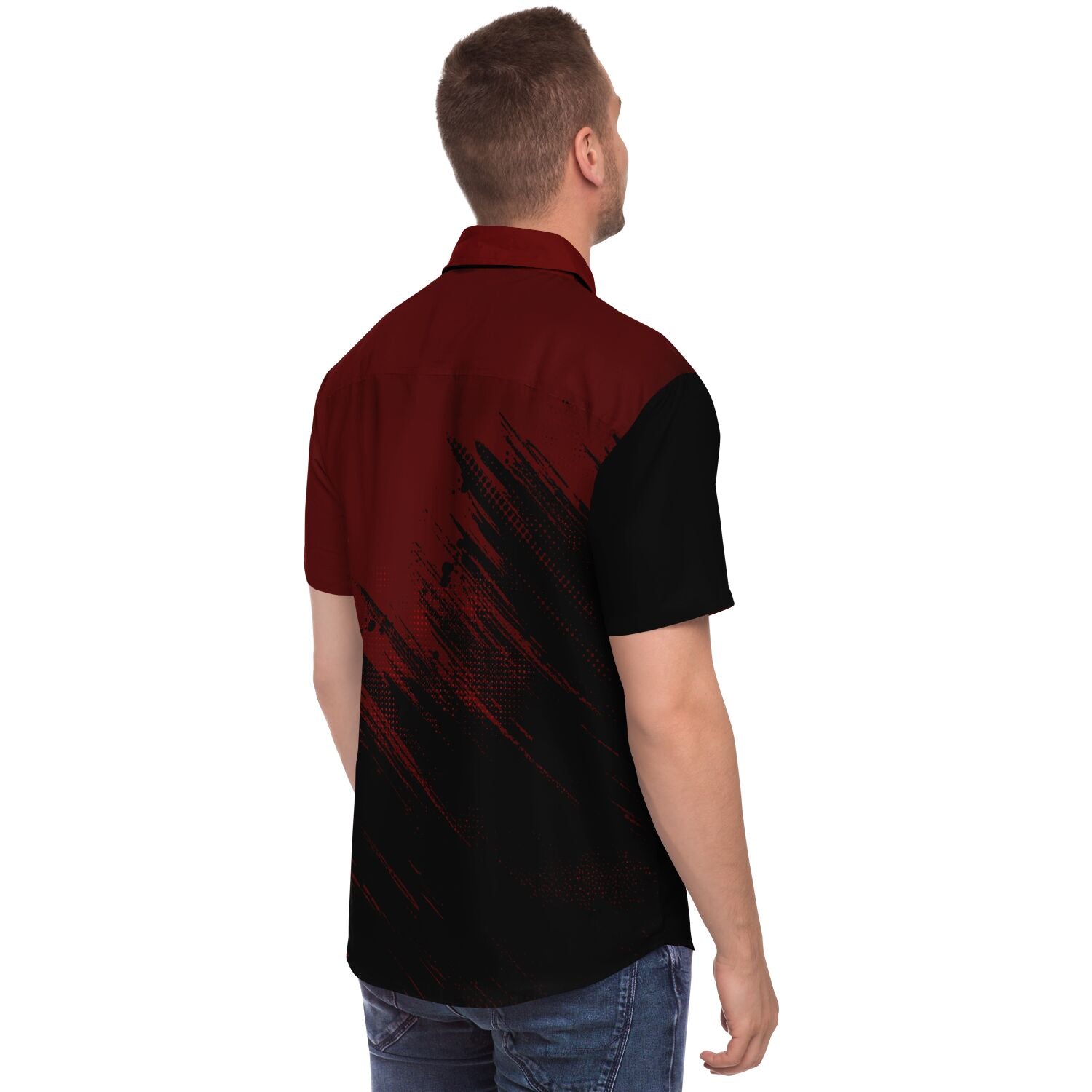 Jiffy Lube MultiCare Men's Black and Maroon Button Down Shirt