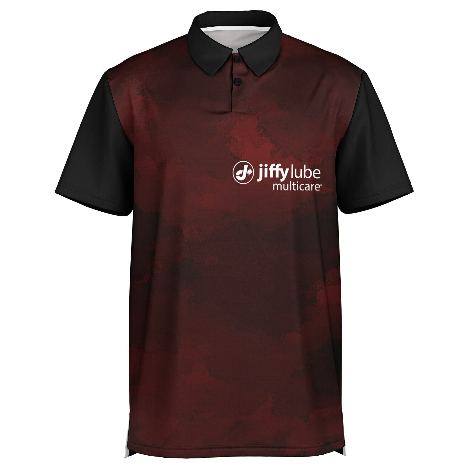 Jiffy Lube Men's Black and Maroon Polo Shirt Design 2